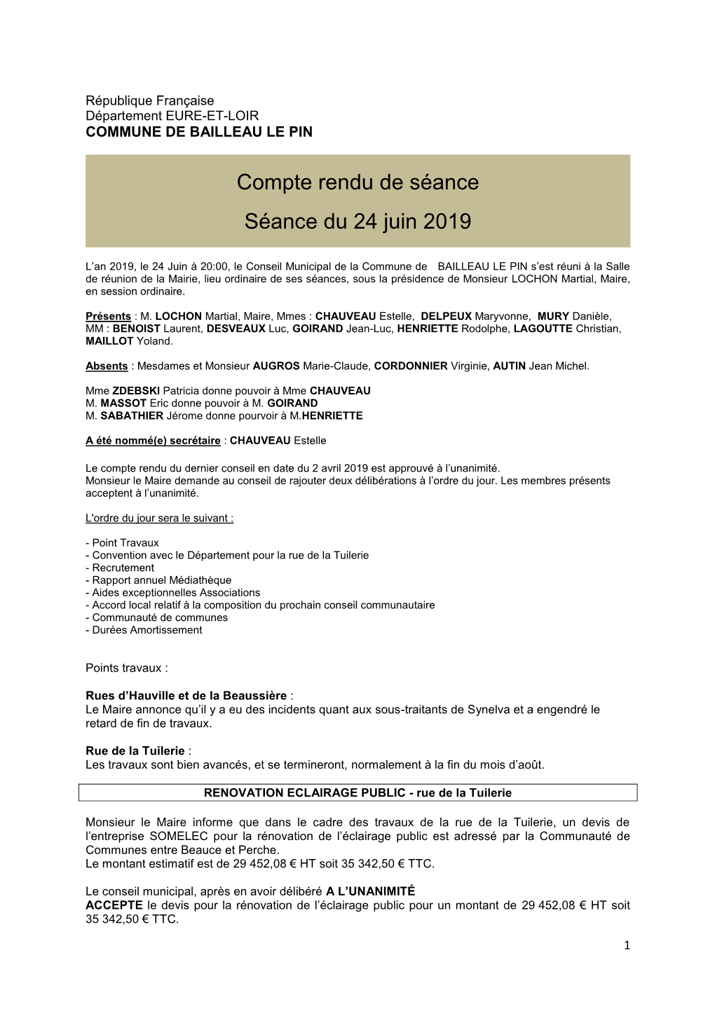 Compte Rendu De La Séance Du 24 Juin 2019