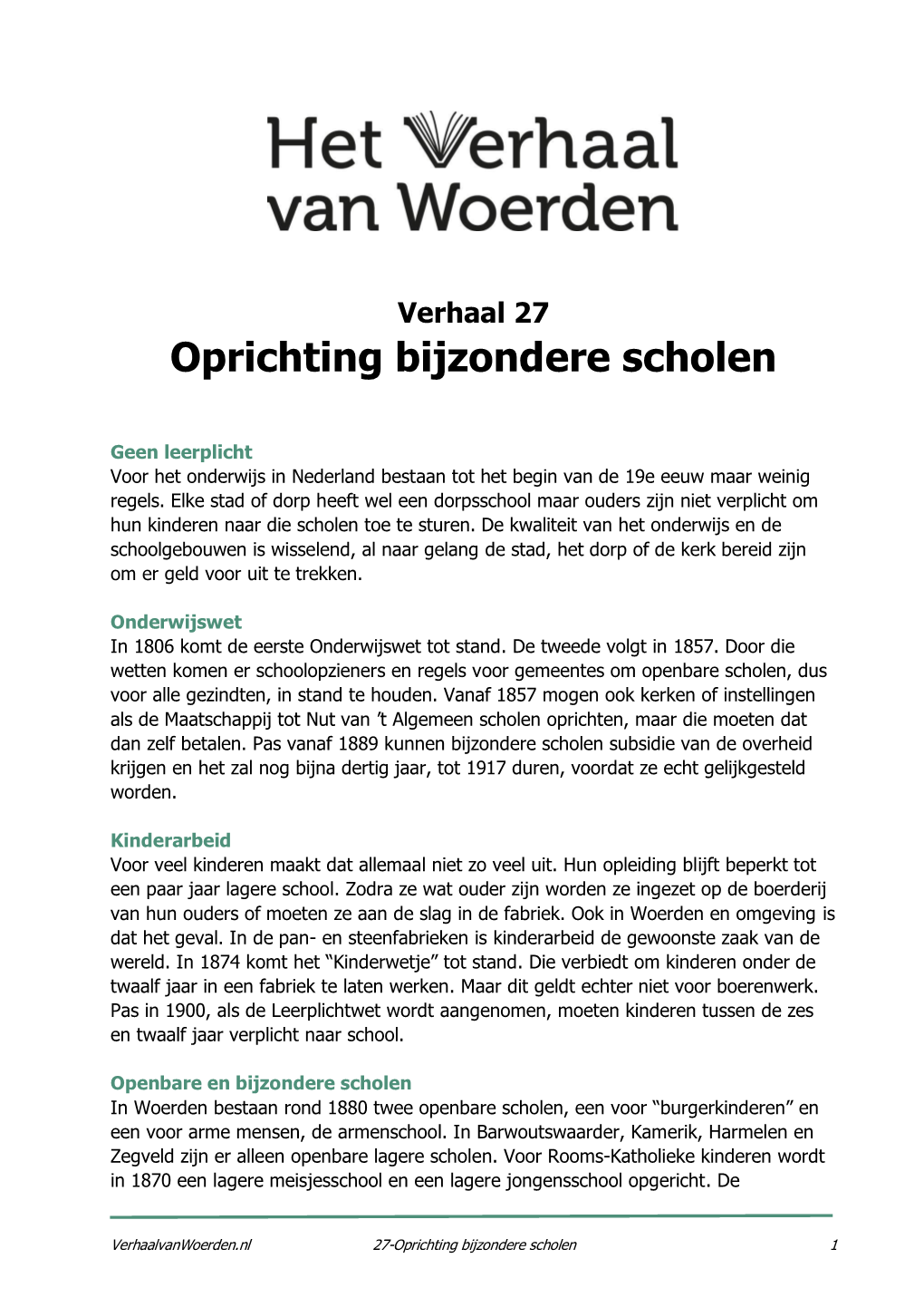 Oprichting Bijzondere Scholen