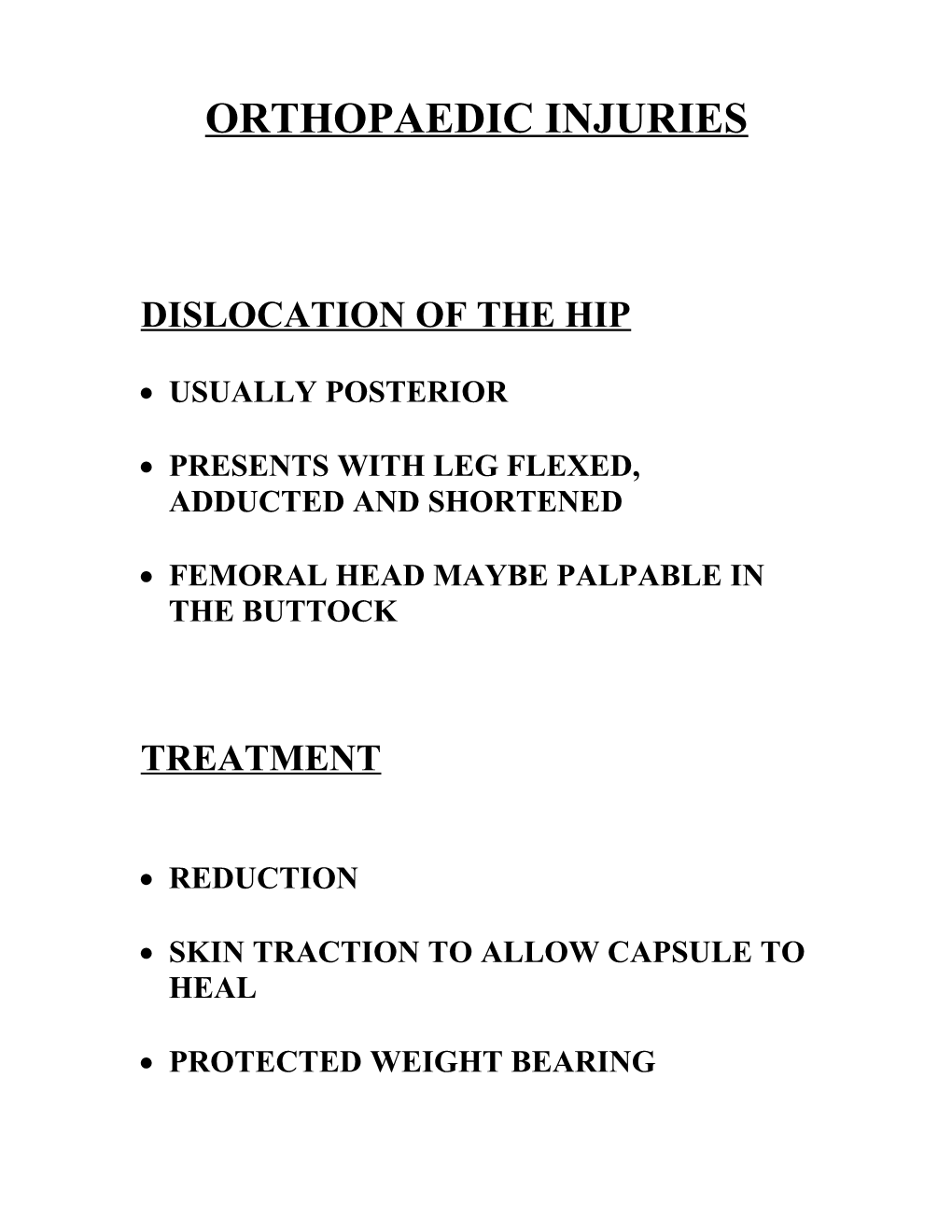 Orthopaedic Injuries