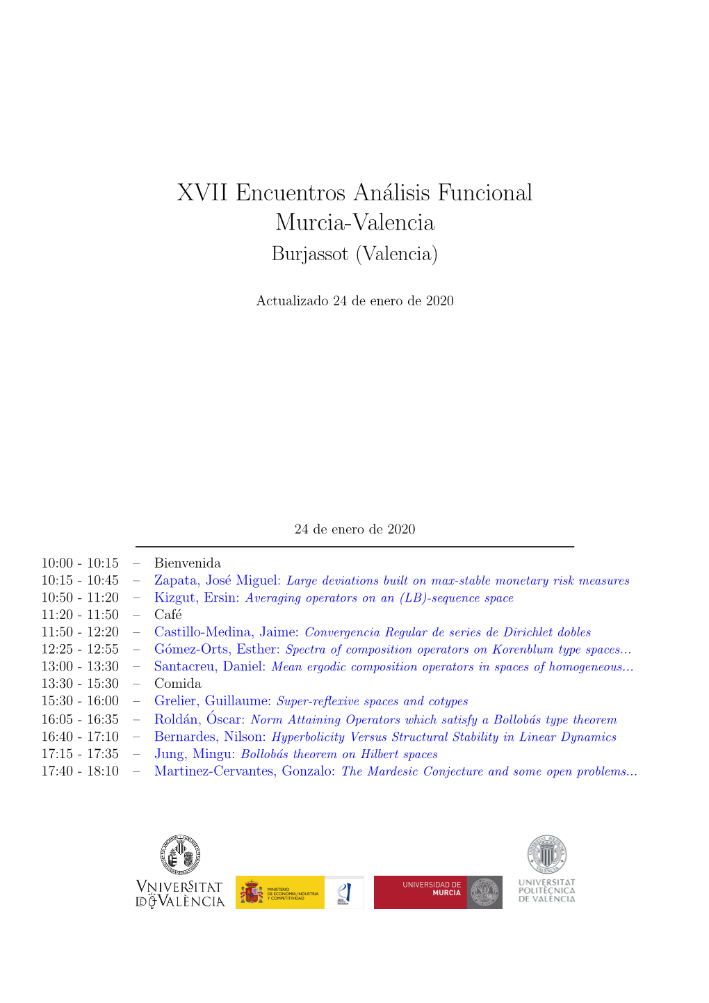 XVII Encuentros Análisis Funcional Murcia-Valencia