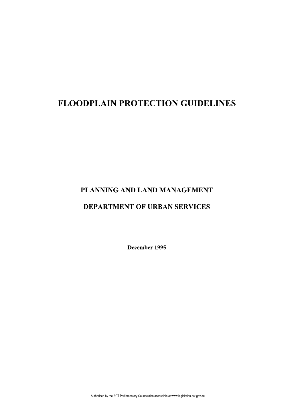 Floodplain Protection Guidelines