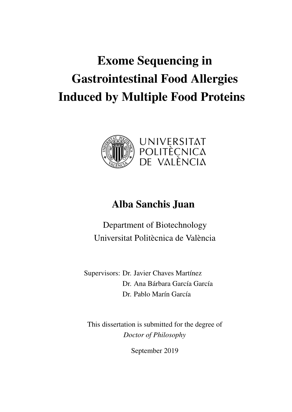 Exome Sequencing in Gastrointestinal Food Allergies Induced by Multiple Food Proteins