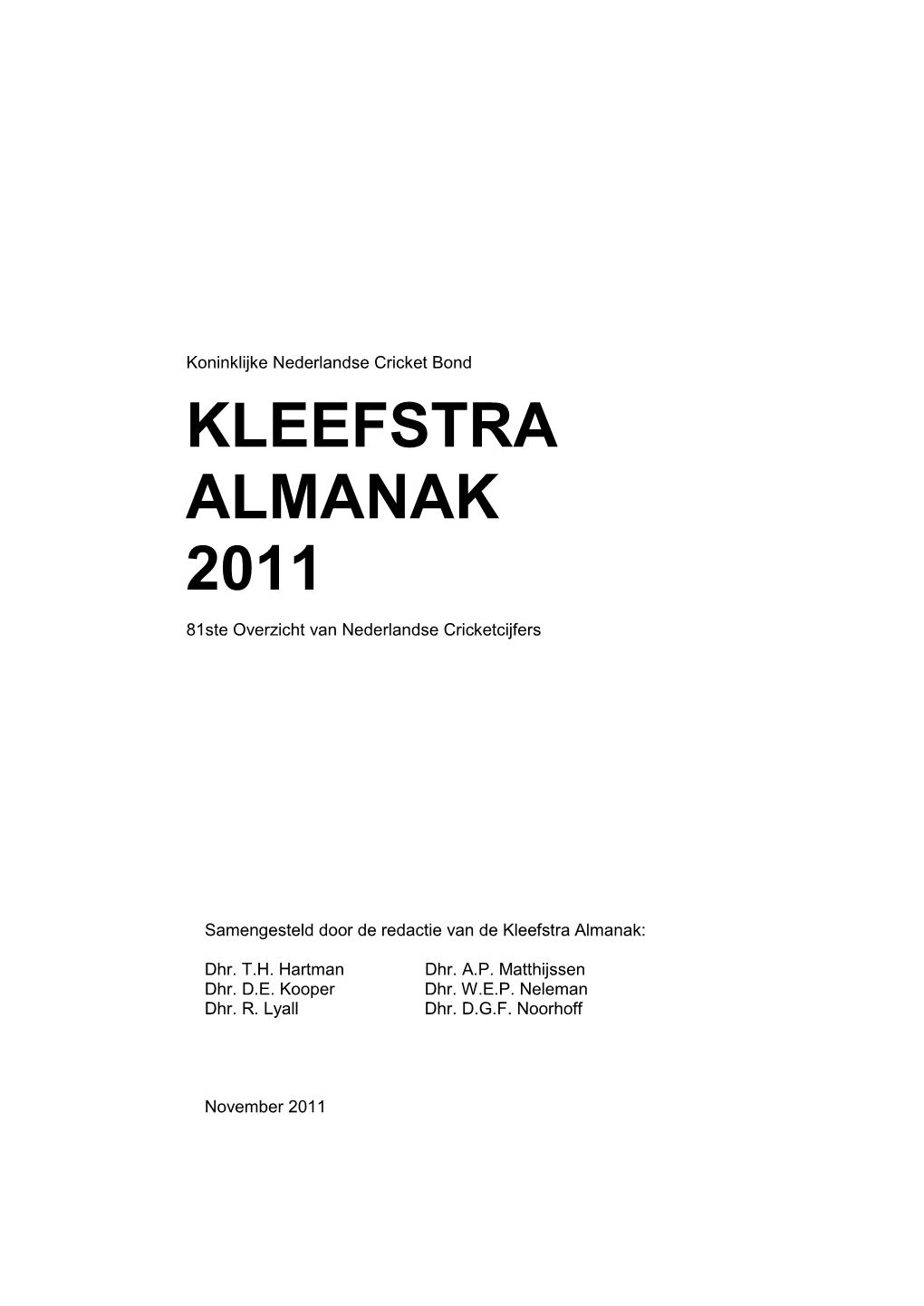 Kleefstra Almanak 2011