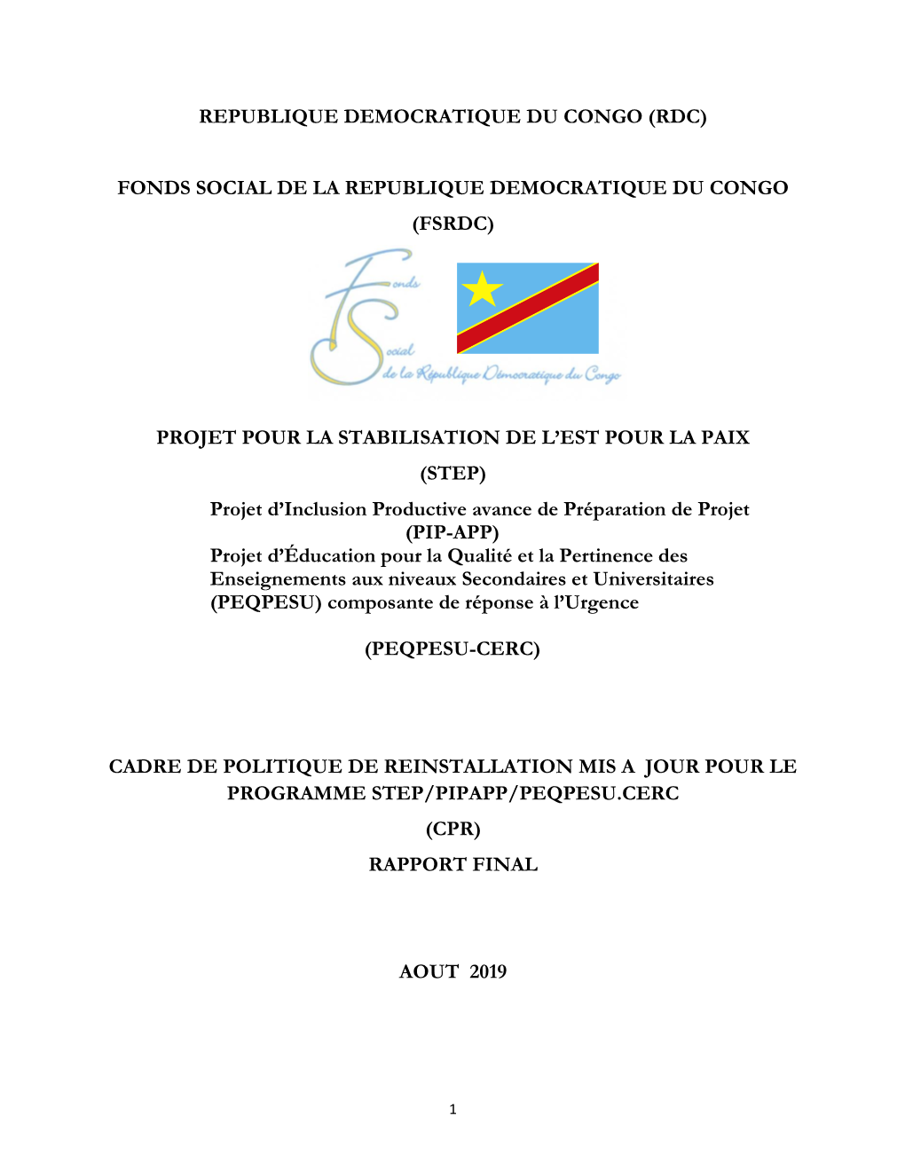 Fonds Social De La Republique Democratique Du Congo (Fsrdc)