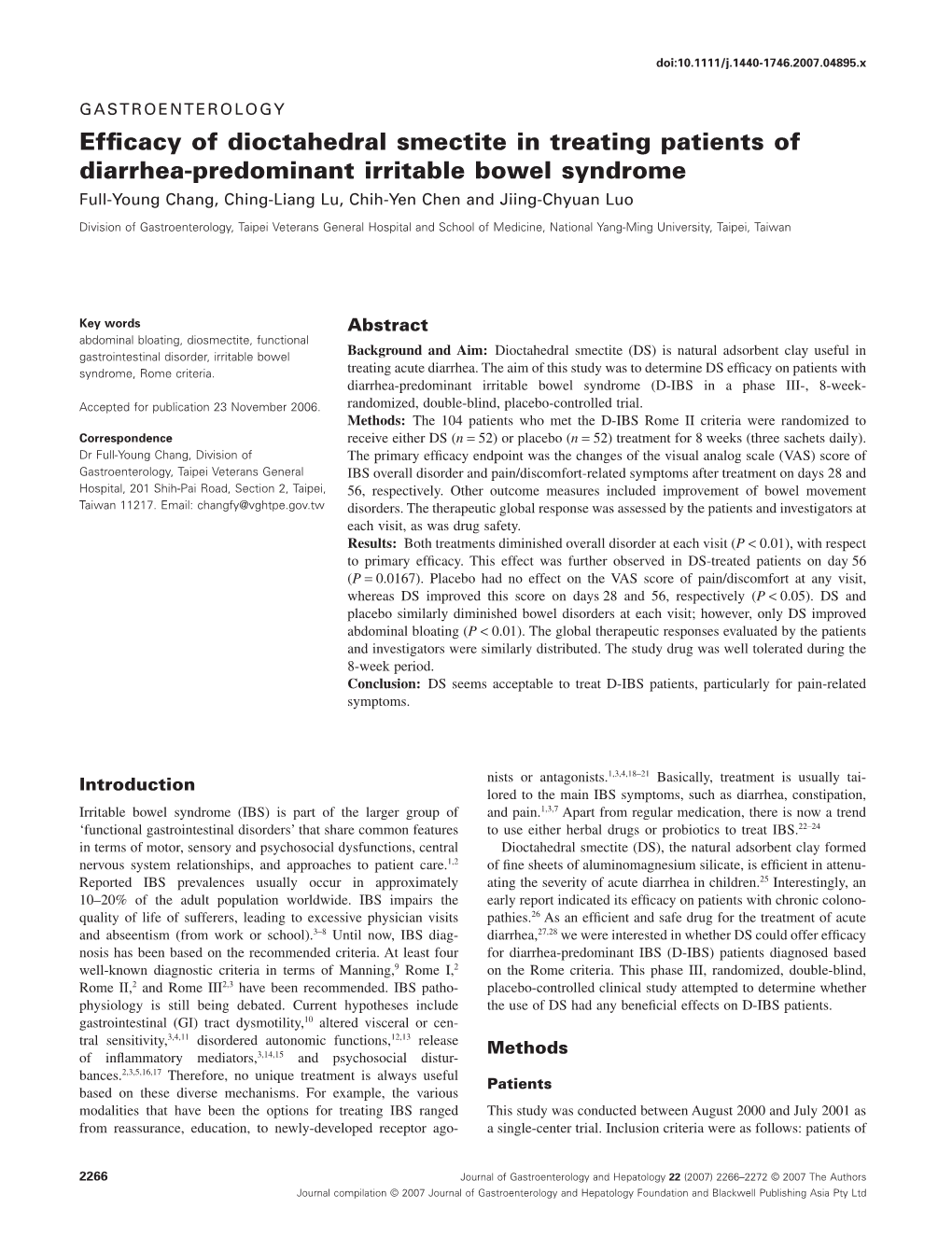 Efficacy of Dioctahedral Smectite in Treating Patients Of