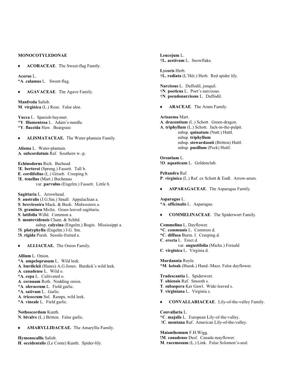 Monocot Families of KY