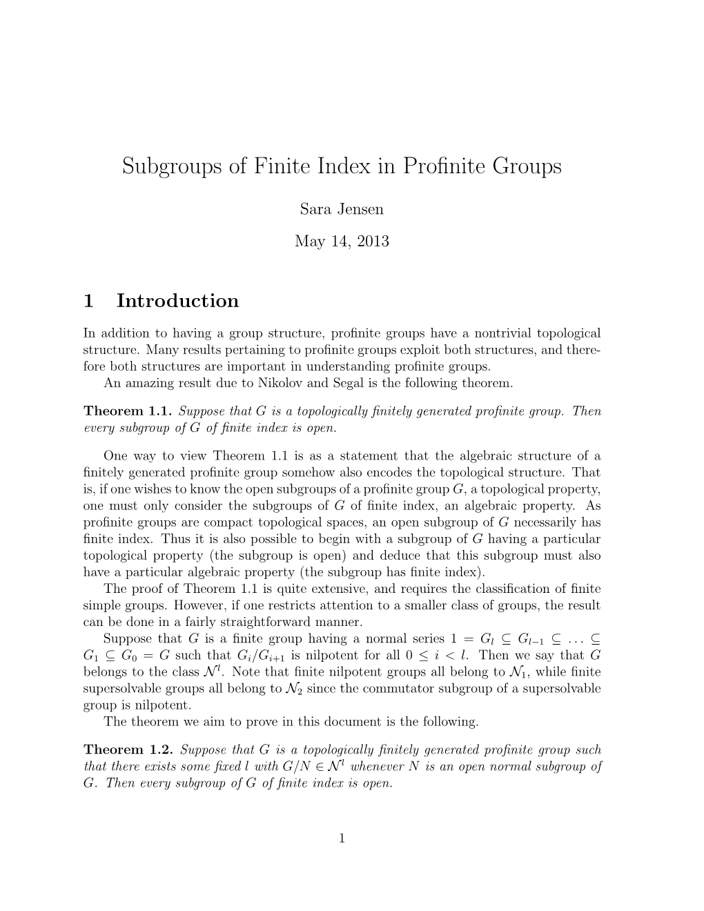 Subgroups of Finite Index in Profinite Groups