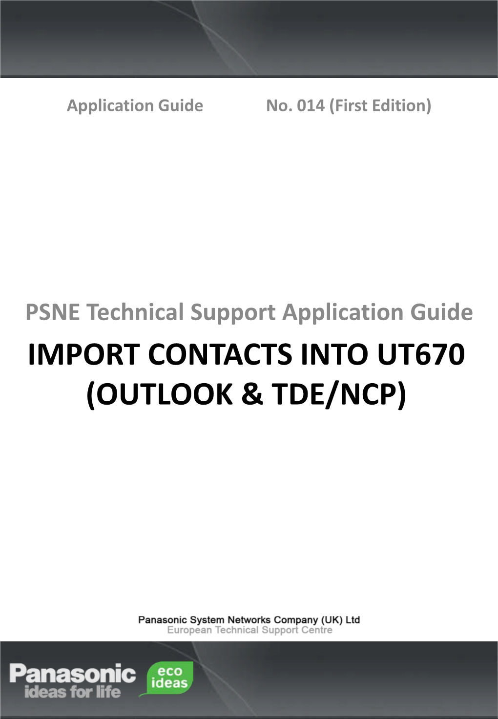 Import Contacts Into Ut670 (Outlook & Tde/Ncp)