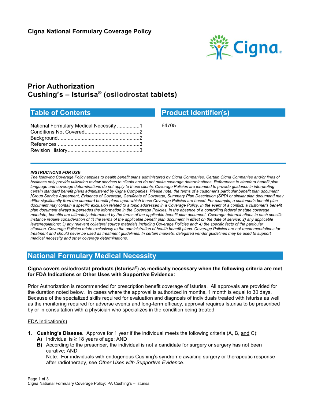 Prior Authorization Cushing’S – Isturisa® (Osilodrostat Tablets)