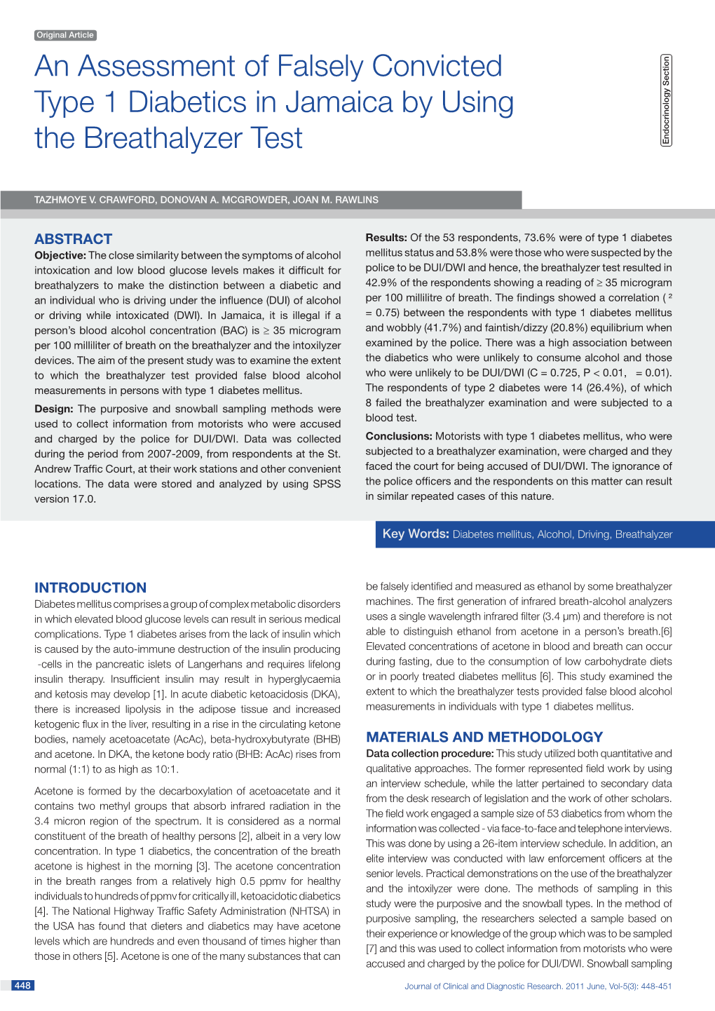 An Assessment of Falsely Convicted Type 1 Diabetics in Jamaica by Using