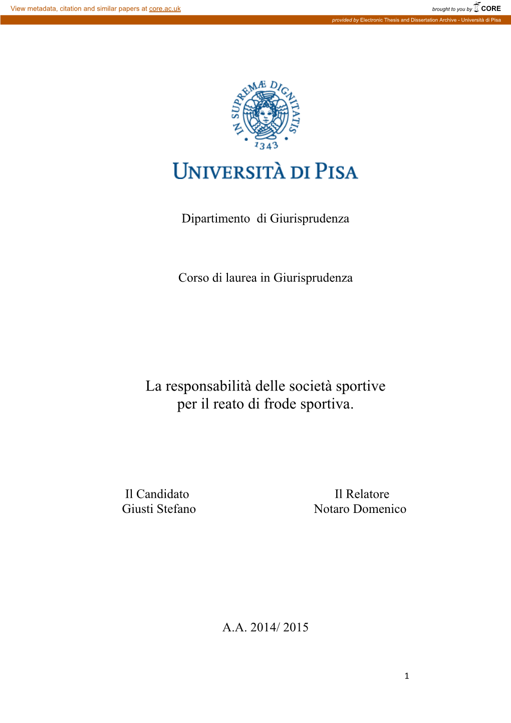 La Responsabilità Delle Società Sportive Per Il Reato Di Frode Sportiva