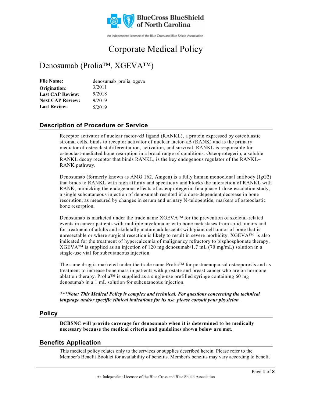 Denosumab (Prolia™, XGEVA™)