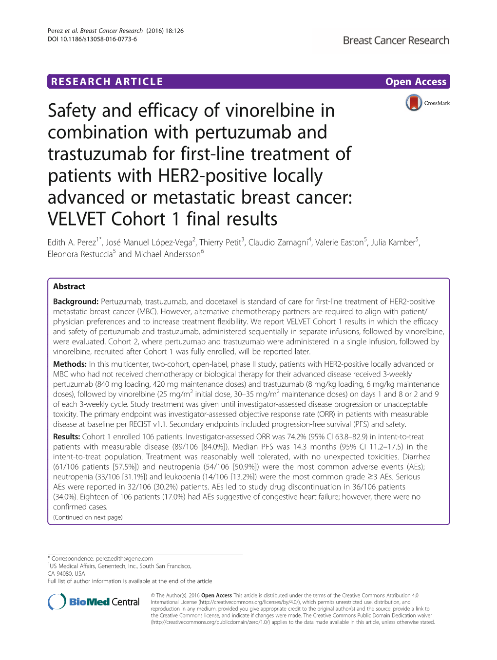 Safety and Efficacy of Vinorelbine in Combination with Pertuzumab And