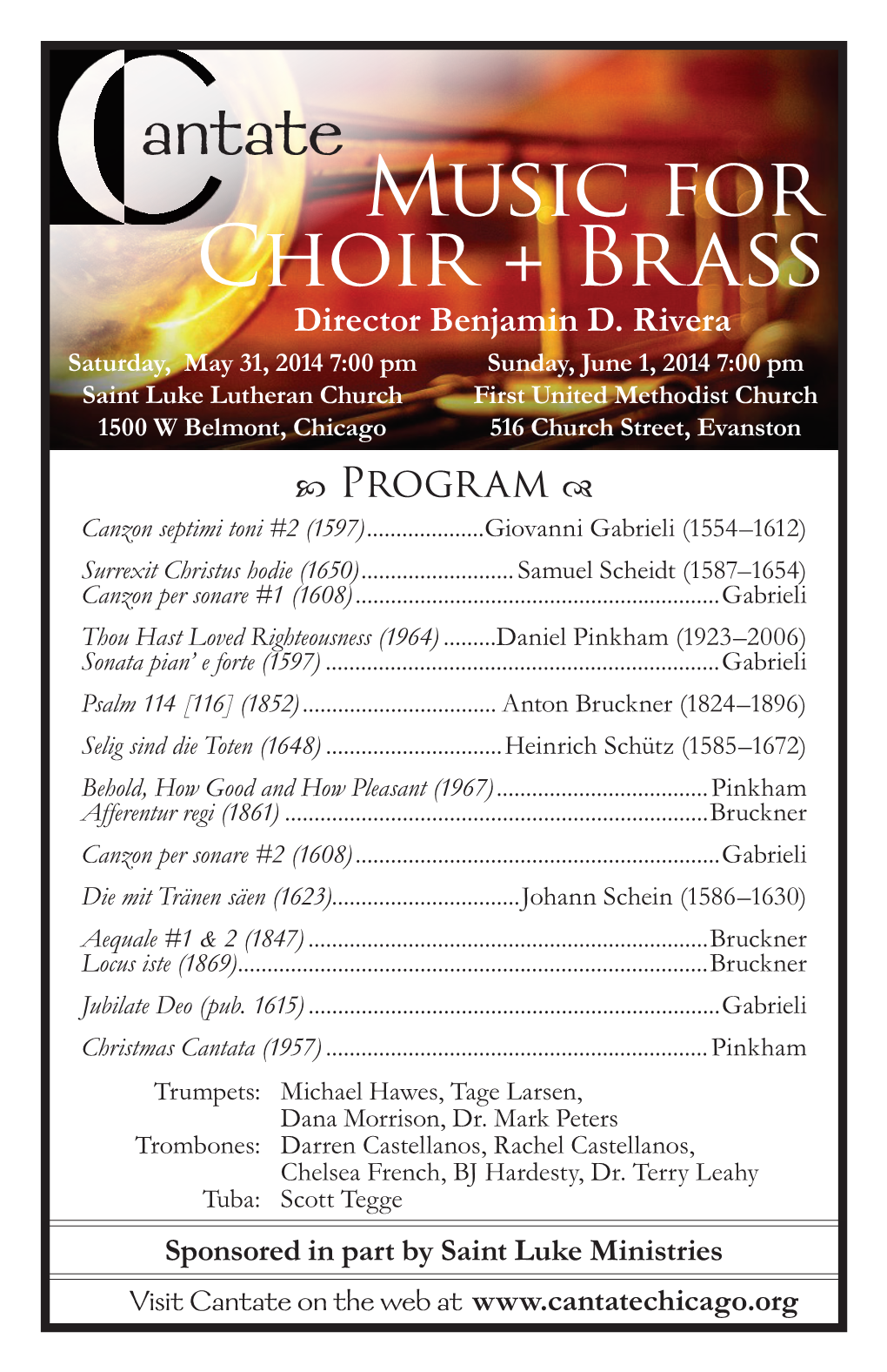 Cantate Concert Program May-June 2014 