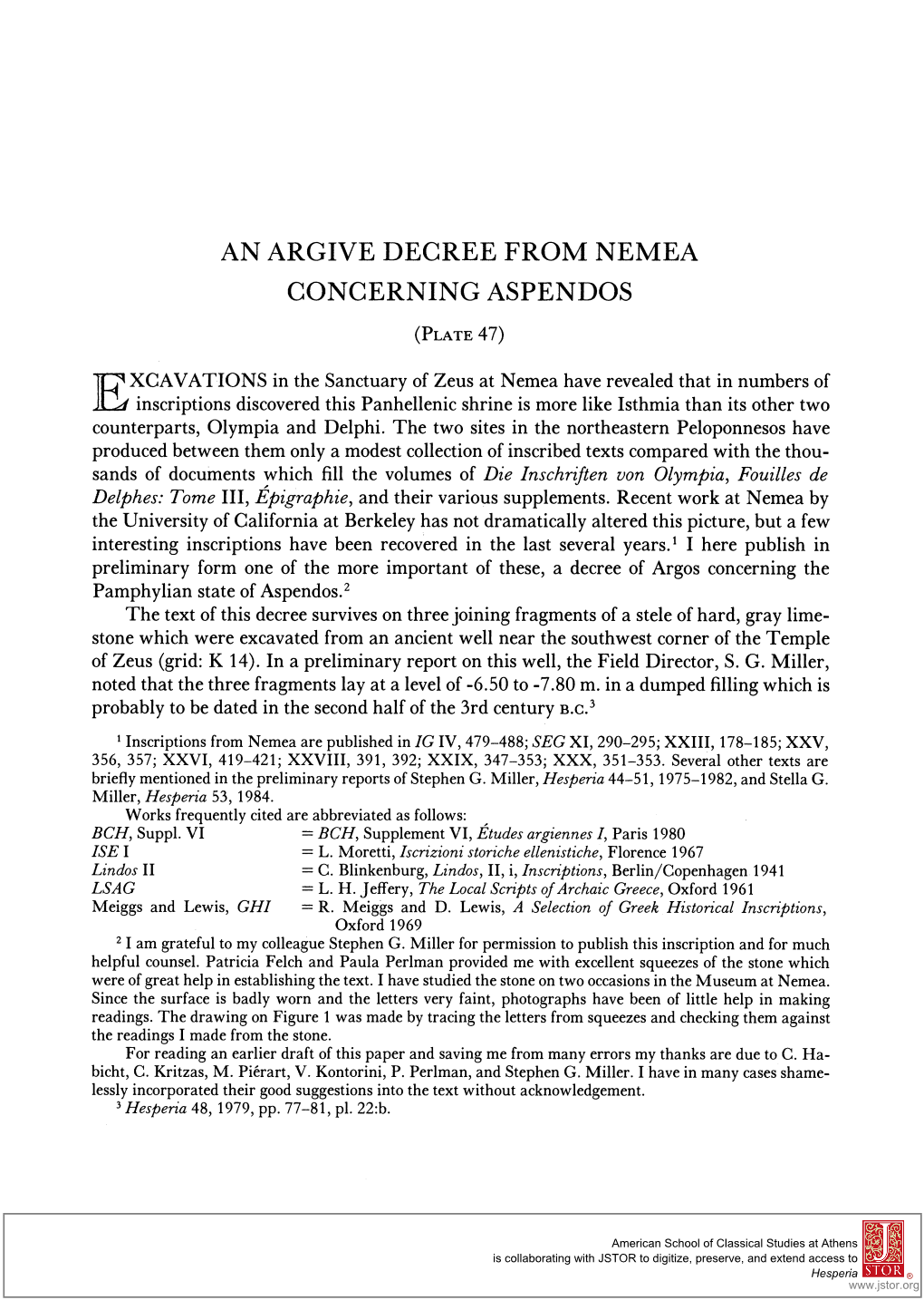 An Argive Decree from Nemea Concerning Aspendos