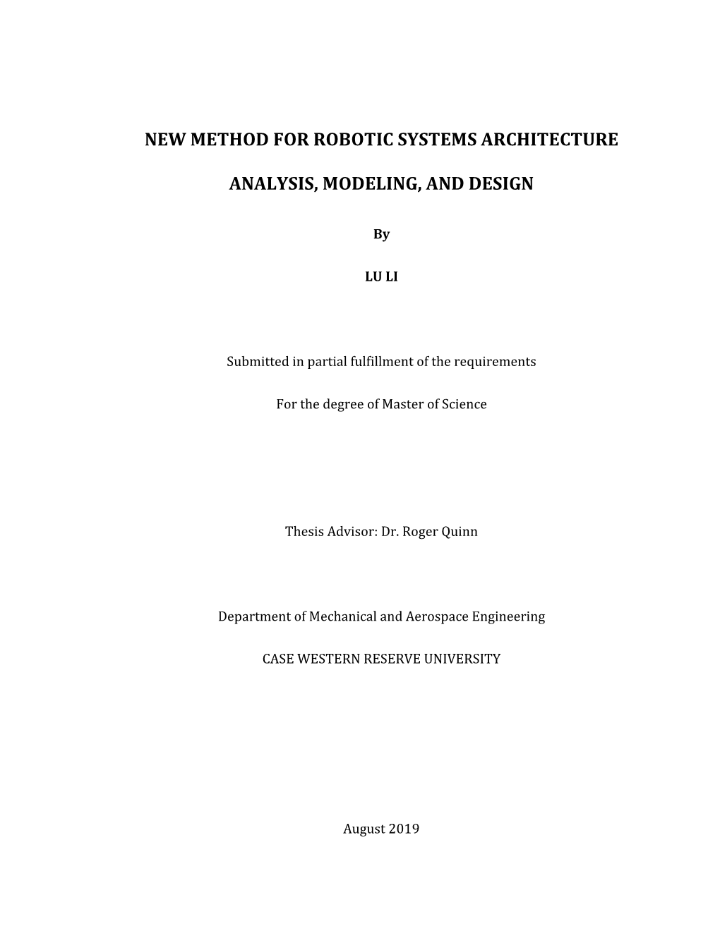 New Method for Robotic Systems Architecture