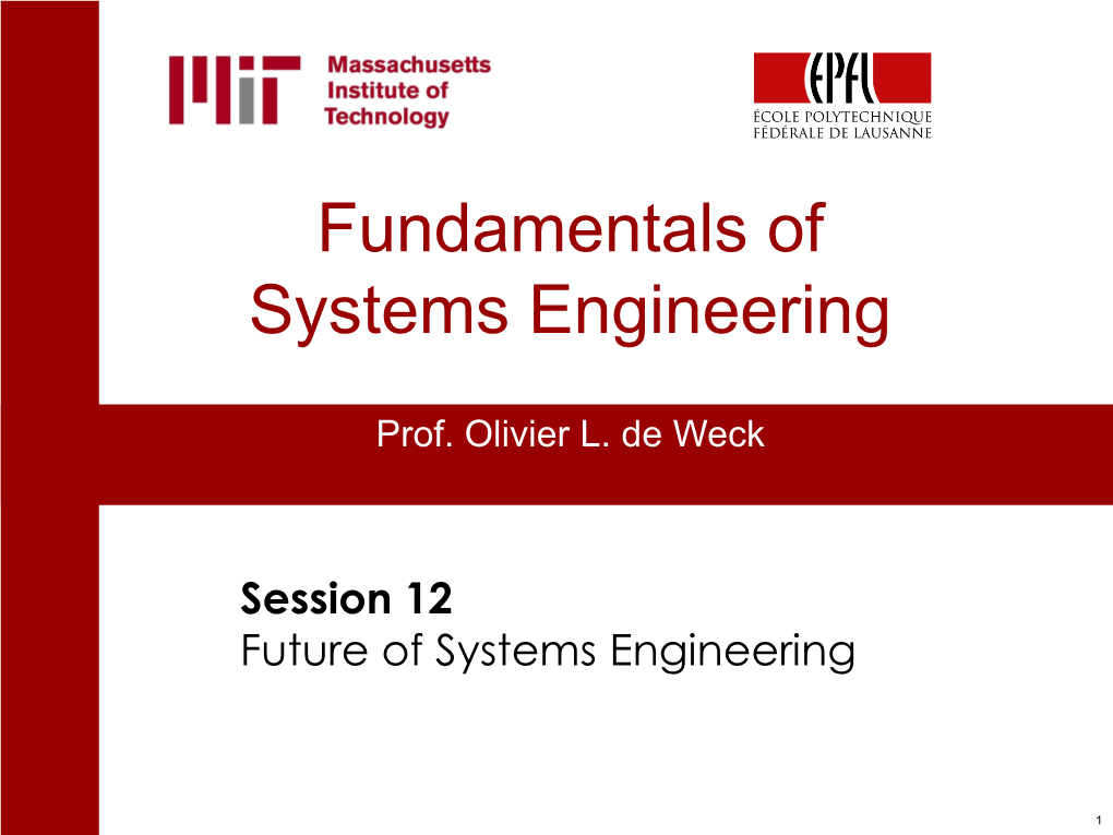 Fundamentals of Systems Engineering