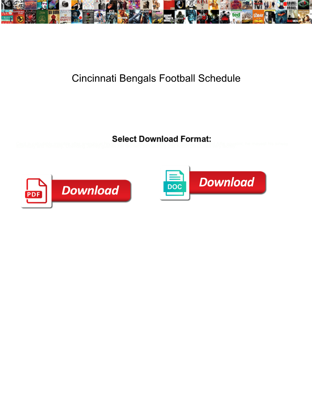 Cincinnati Bengals Football Schedule