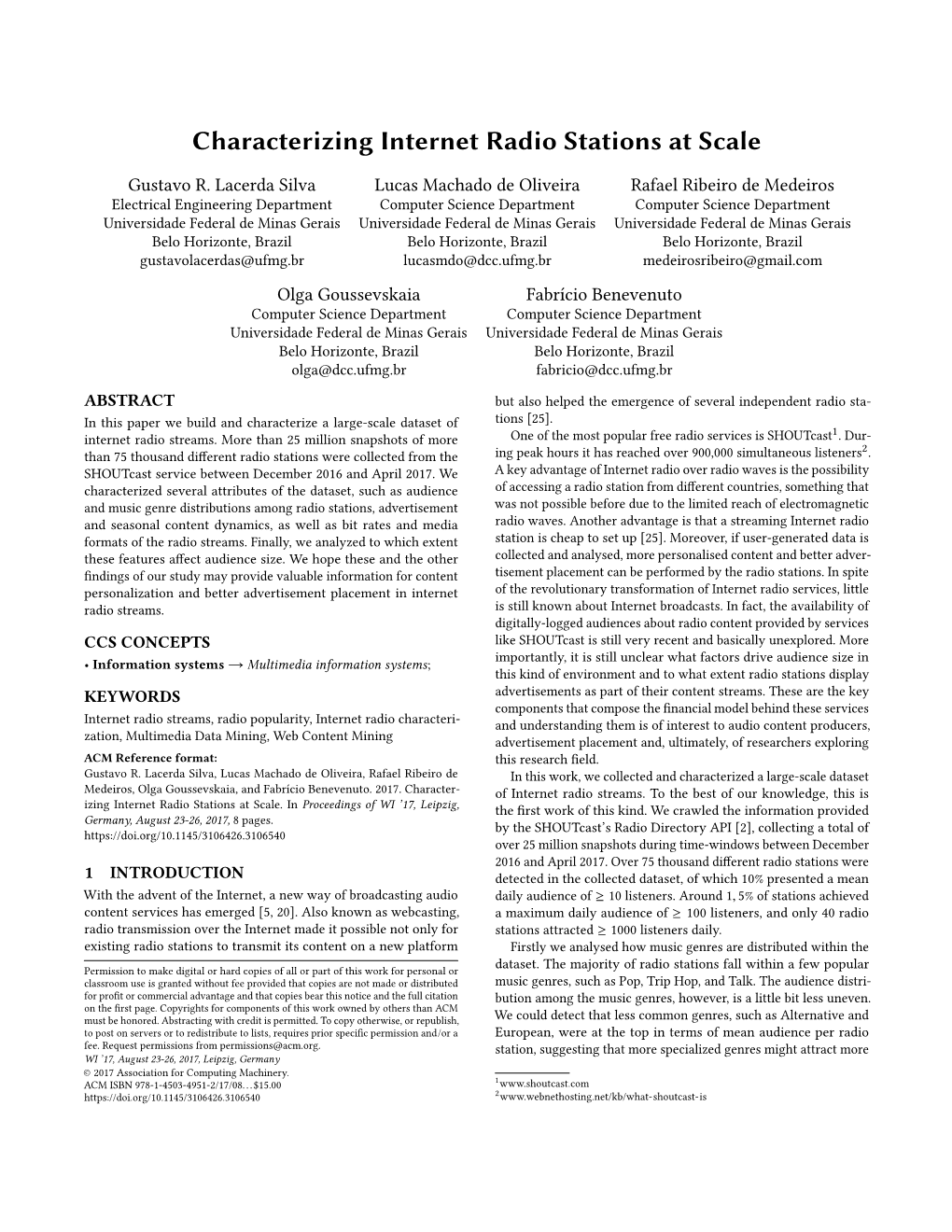 Characterizing Internet Radio Stations at Scale