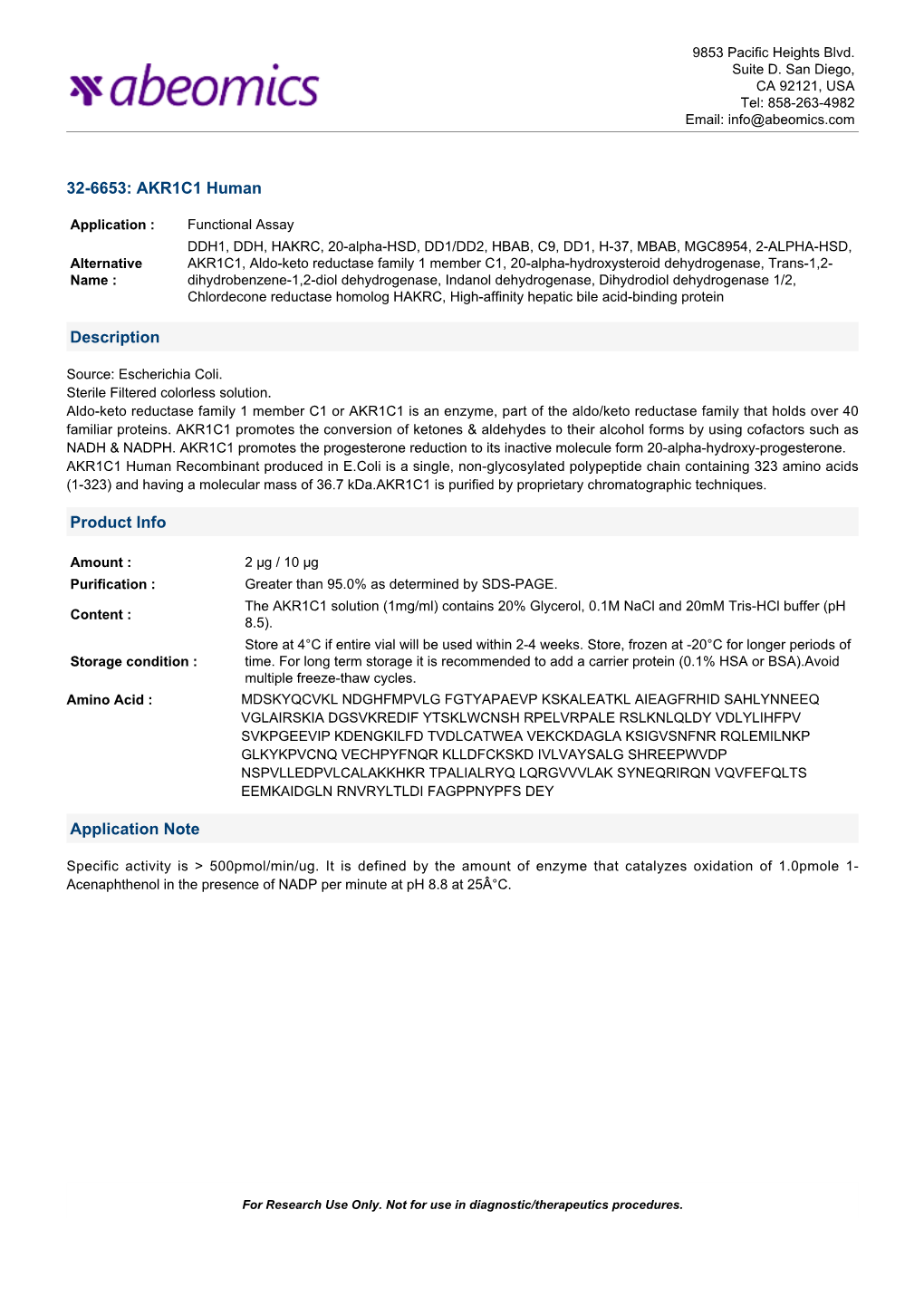 32-6653: AKR1C1 Human Description Product Info