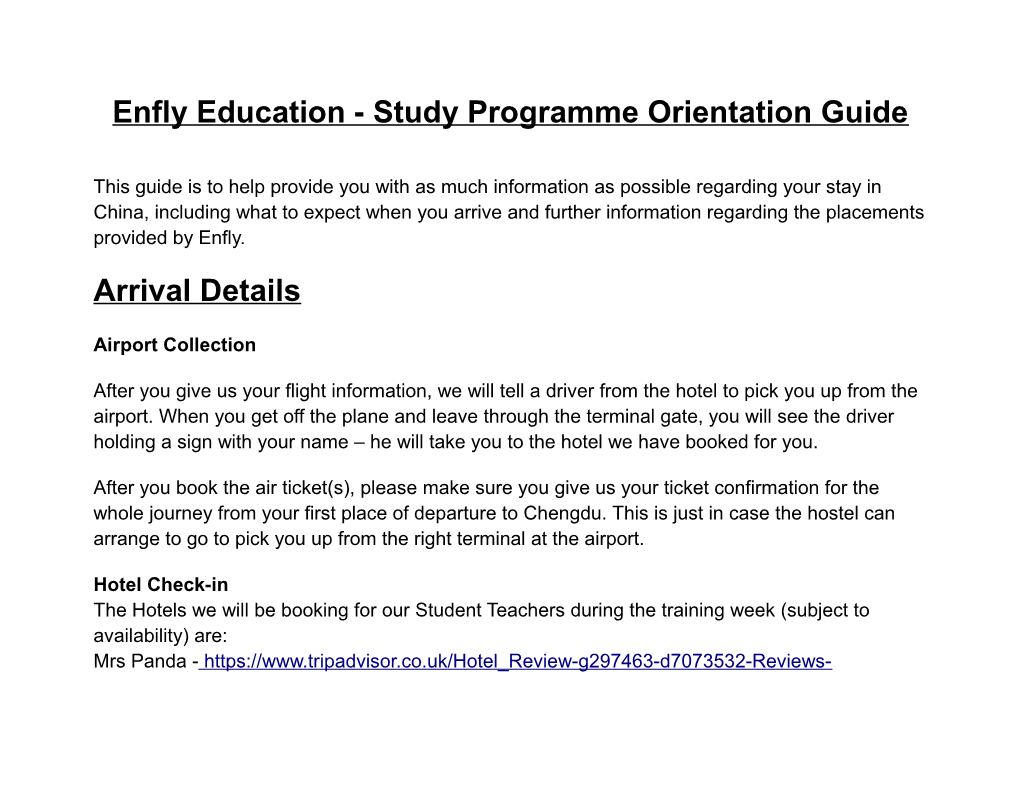 Enfly Education - Study Programme Orientation Guide