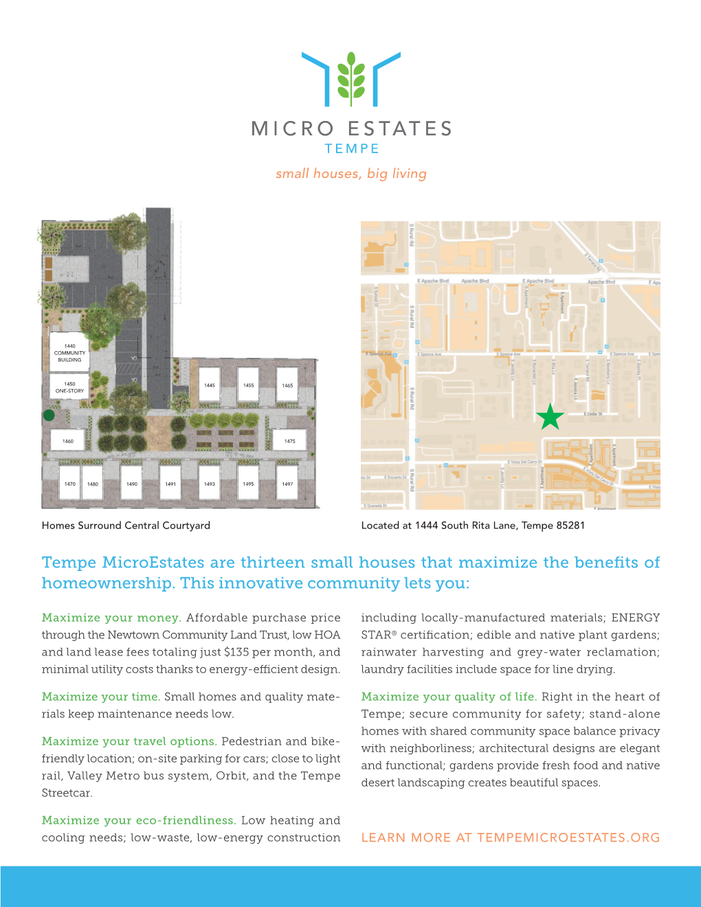 Tempe Microestates Are Thirteen Small Houses That Maximize the Benefits of Homeownership