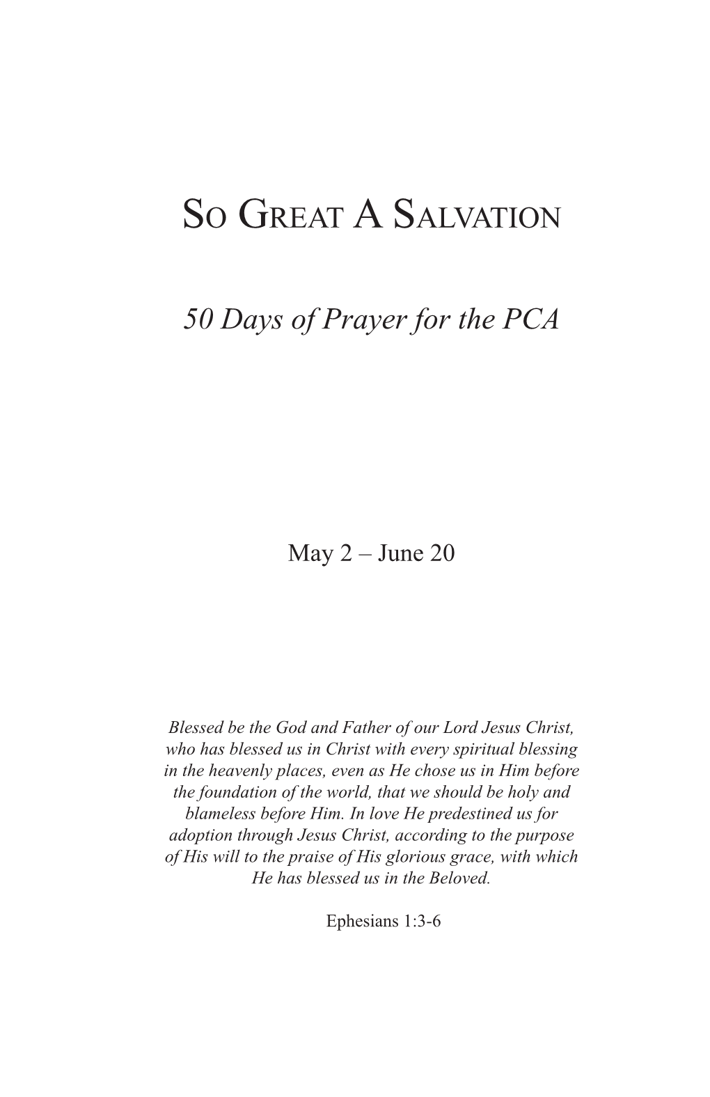 SO GREAT a SALVATION 50 Days of Prayer for The