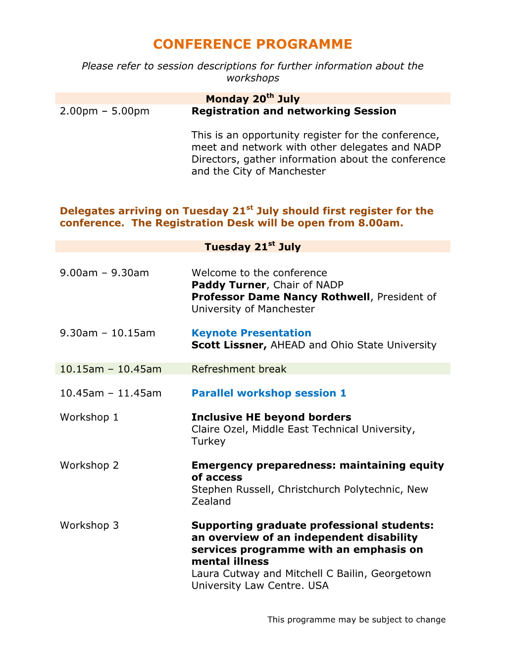 Conference Programme