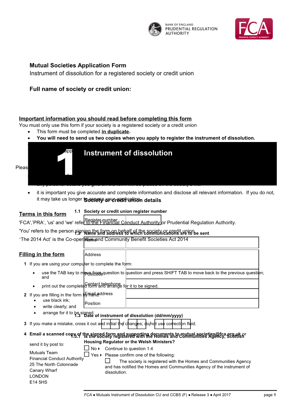 Mutual Societies Application Form