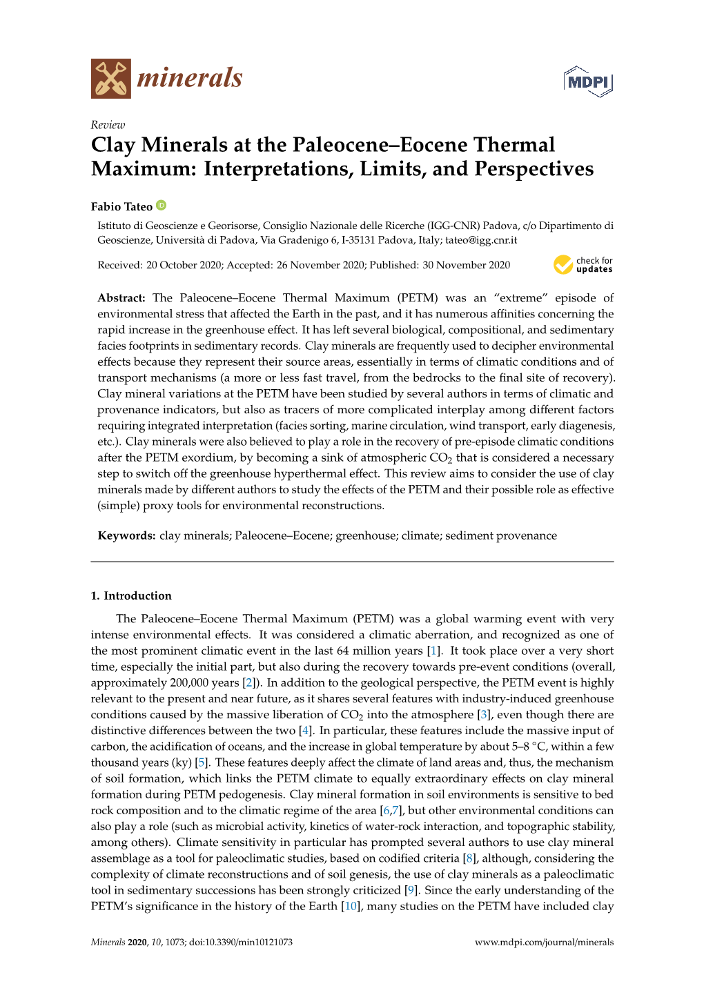 Clay Minerals at the Paleocene–Eocene Thermal Maximum: Interpretations, Limits, and Perspectives