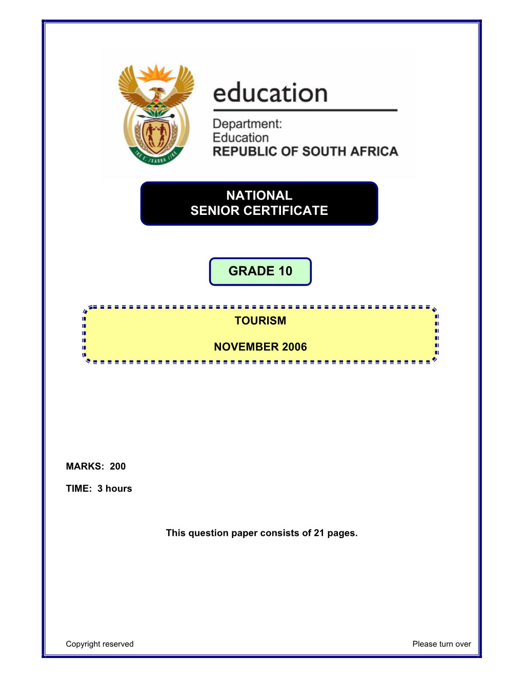 National Senior Certificate Grade 10