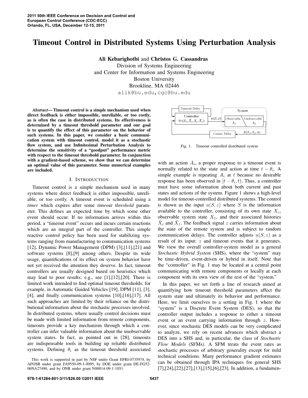 Timeout Control in Distributed Systems Using Perturbation Analysis