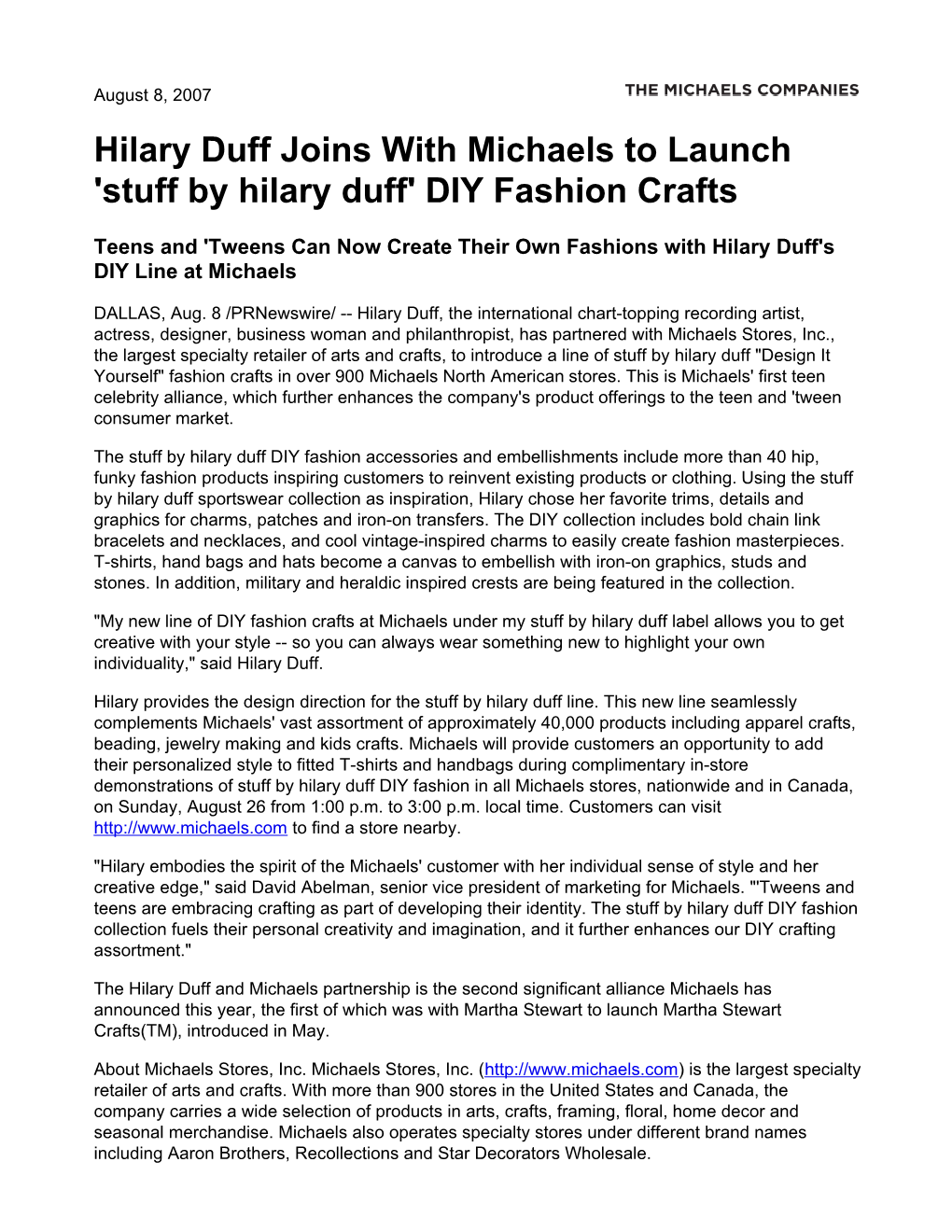 Hilary Duff Joins with Michaels to Launch 'Stuff by Hilary Duff' DIY Fashion Crafts