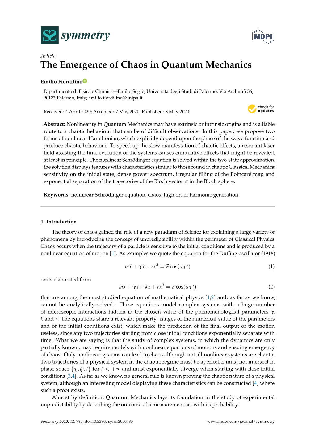 The Emergence of Chaos in Quantum Mechanics