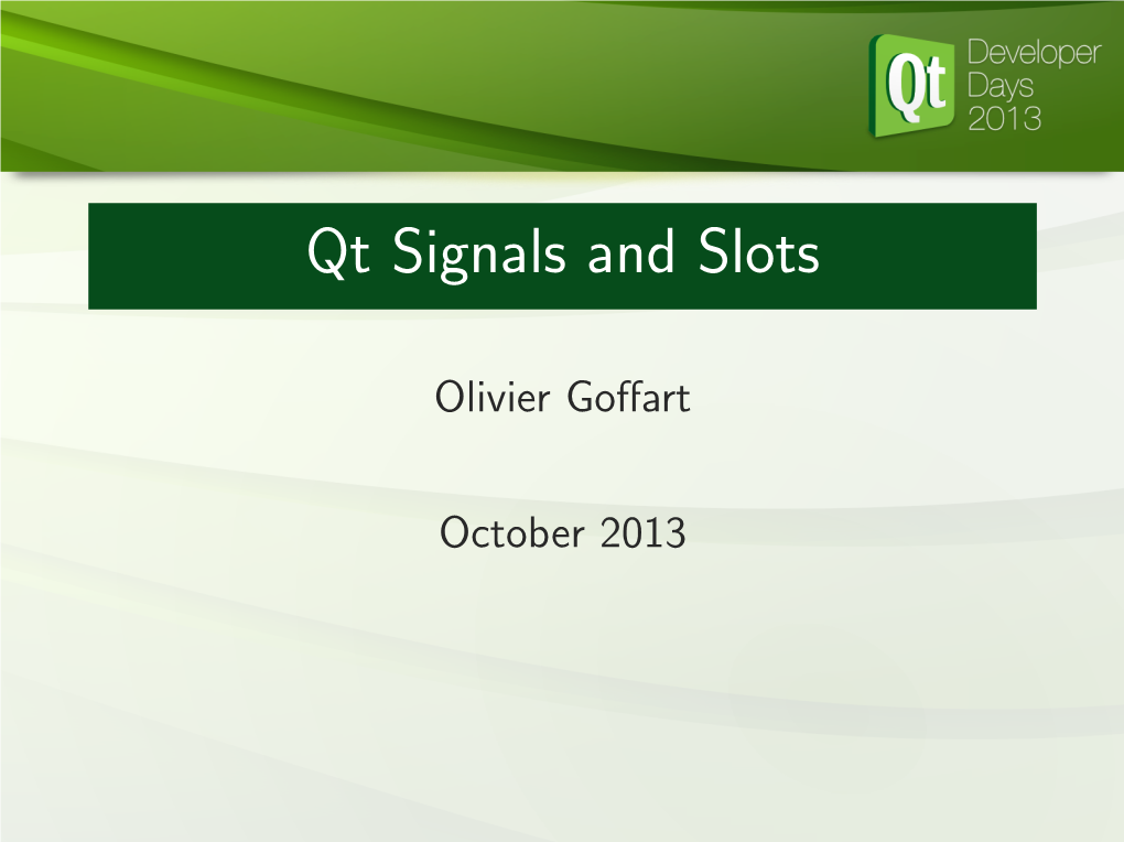 Qt Signals and Slots