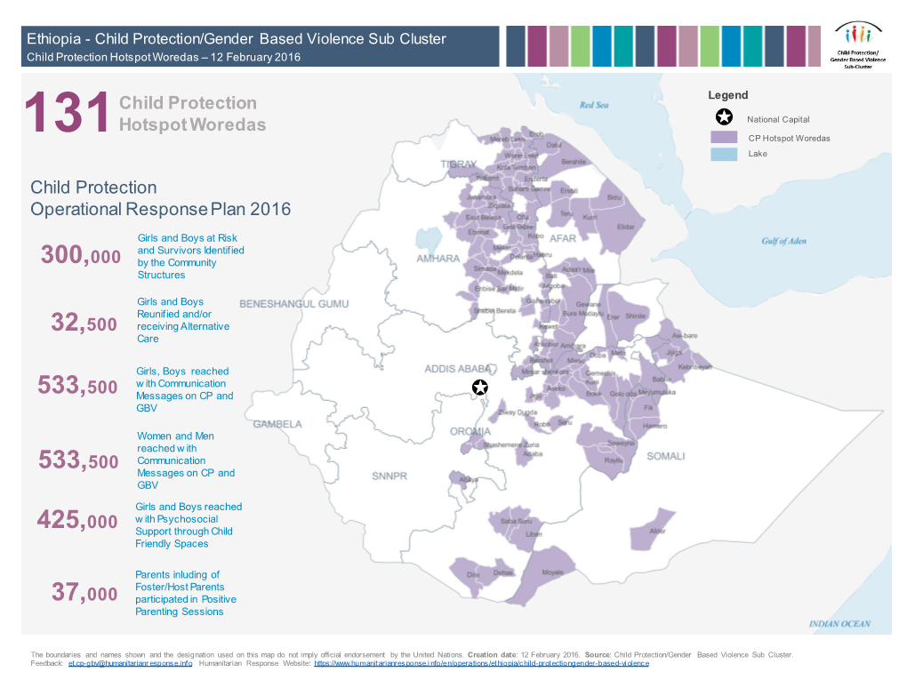 131Child Protection Hotspot Woredas Child Protection Operational