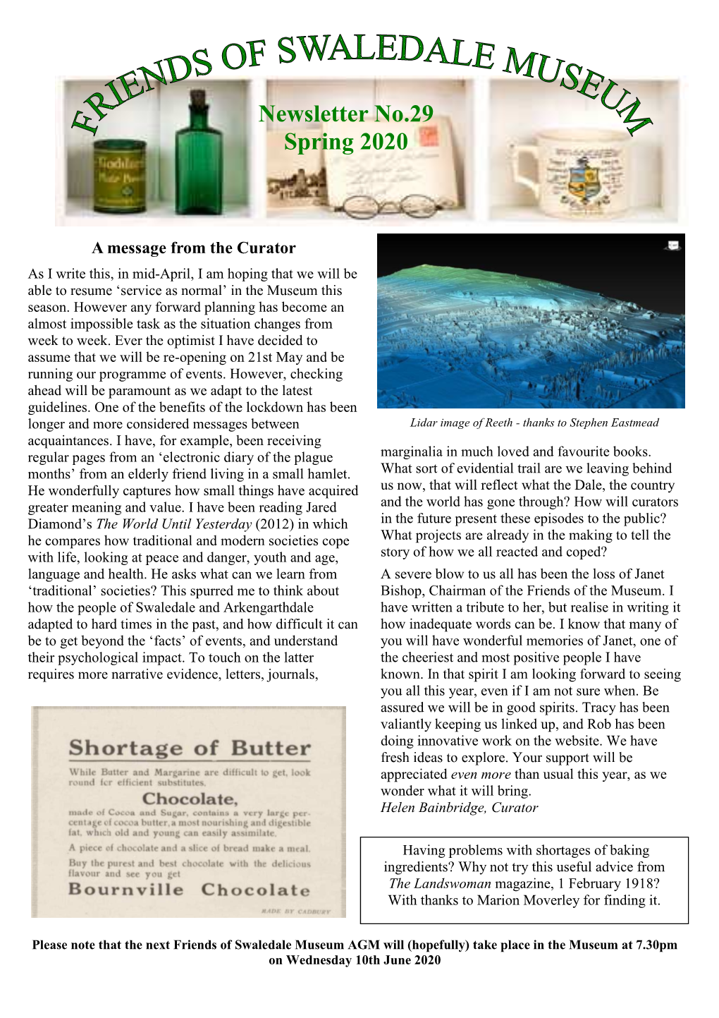 Swaledale Museum Newsletter 29 Spring 2020 Print