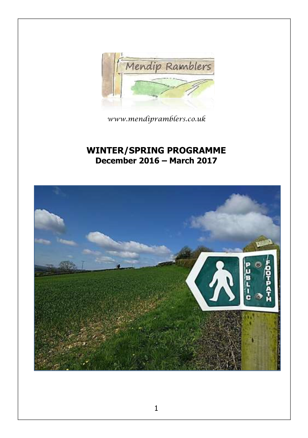 WINTER/SPRING PROGRAMME December 2016 – March 2017