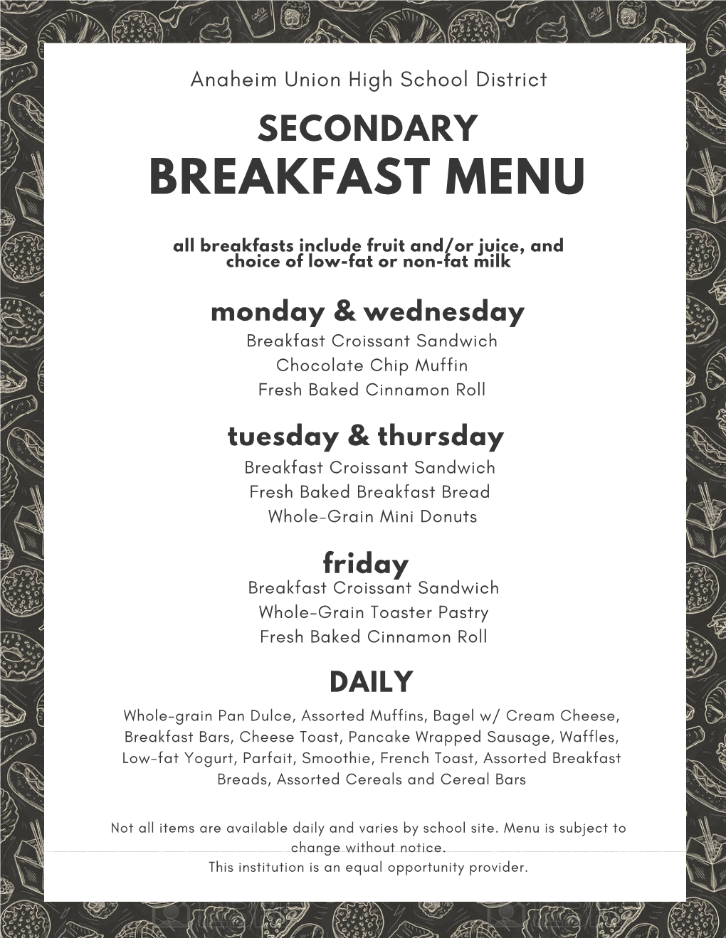 Breakfast Menu