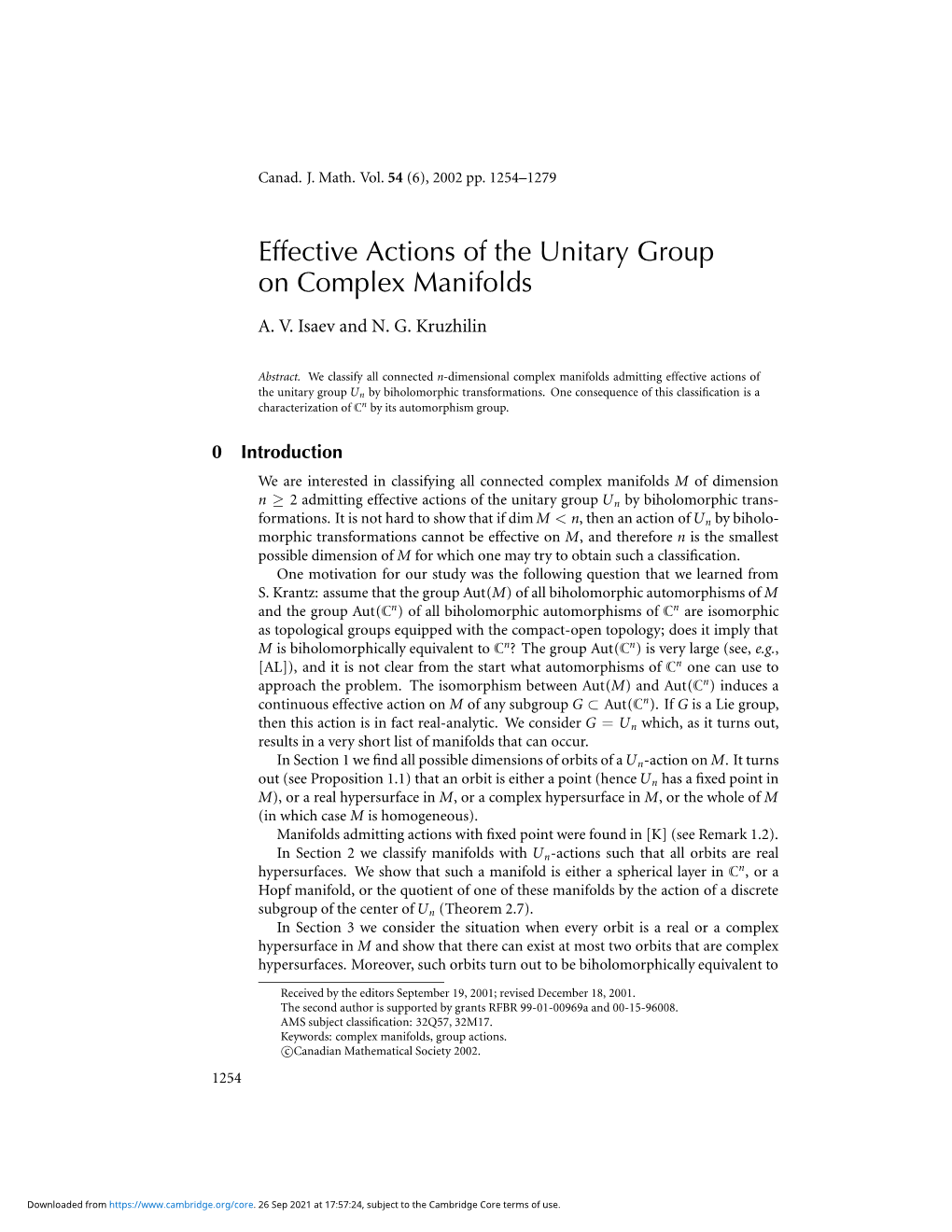 Effective Actions of the Unitary Group on Complex Manifolds