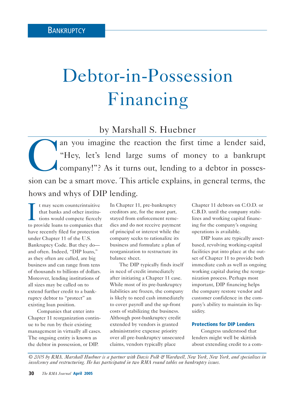 Debtor-In-Possession Financing