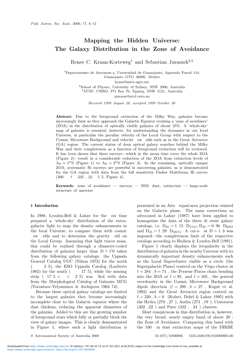 Mapping the Hidden Universe: the Galaxy Distribution in the Zone of Avoidance