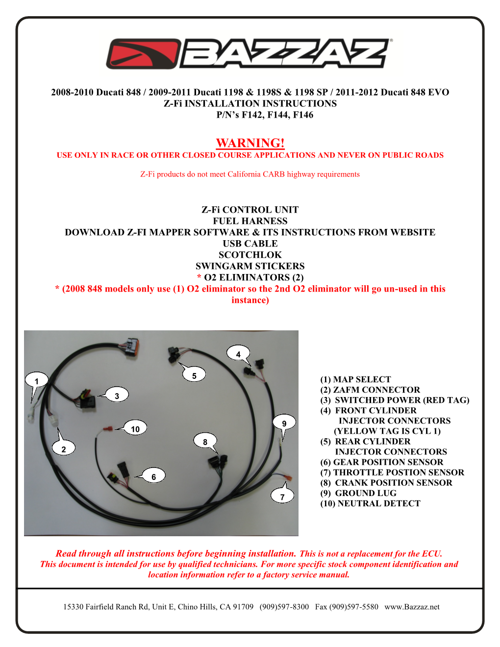 Z-Fi INSTALLATION INSTRUCTIONS P/N’S F142, F144, F146