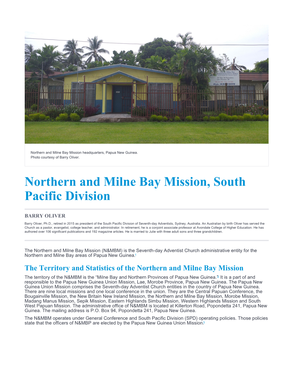Northern and Milne Bay Mission, South Pacific Division
