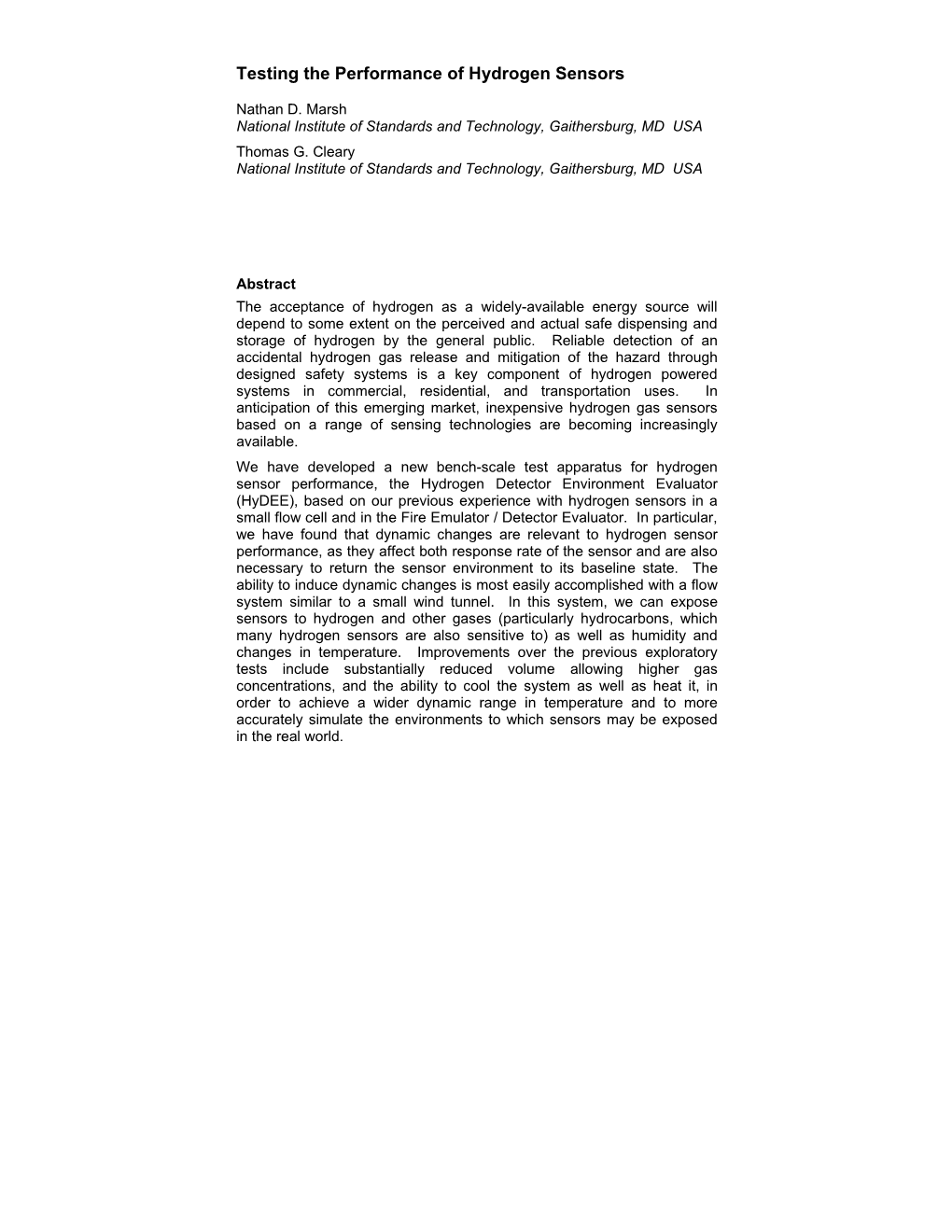 Testing the Performance of Hydrogen Sensors