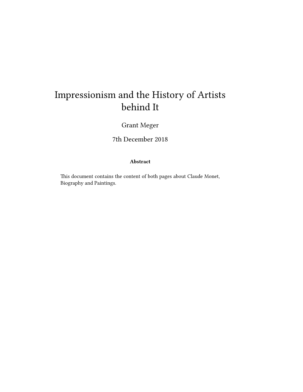 Impressionism and the History of Artists Behind It