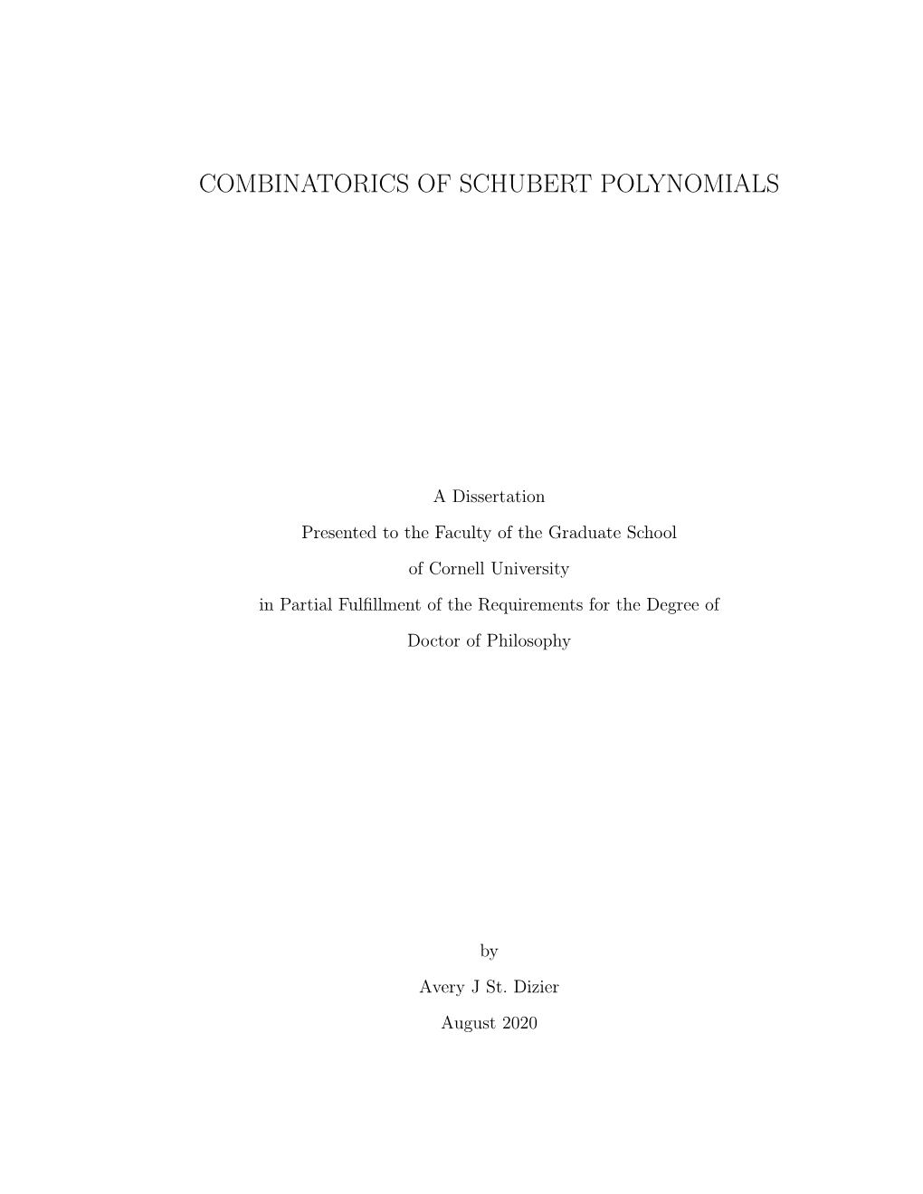 Combinatorics of Schubert Polynomials