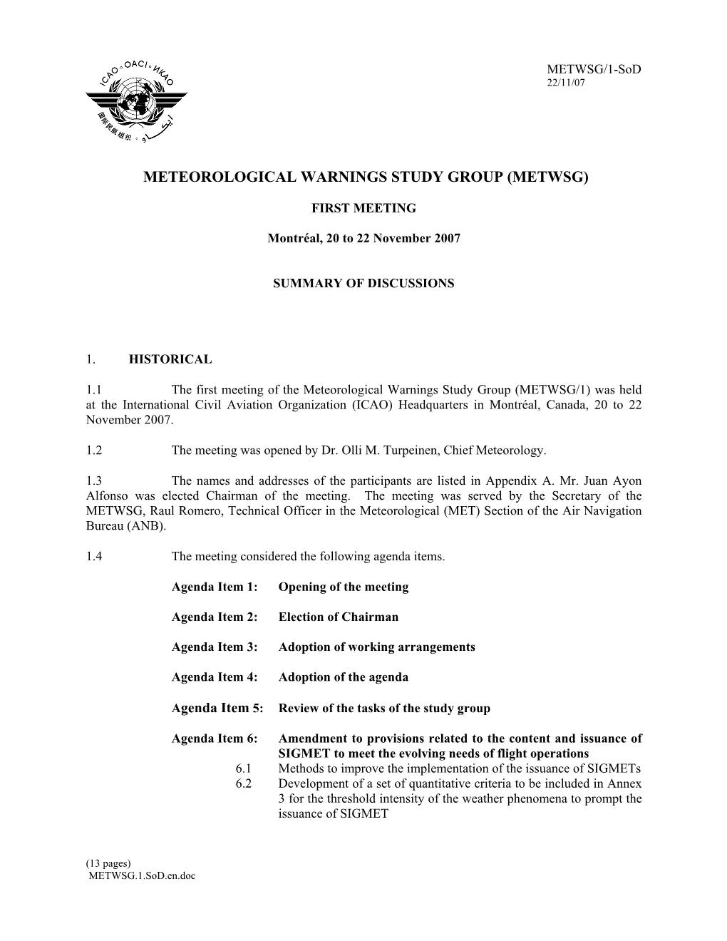 Meteorological Warnings Study Group (Metwsg)