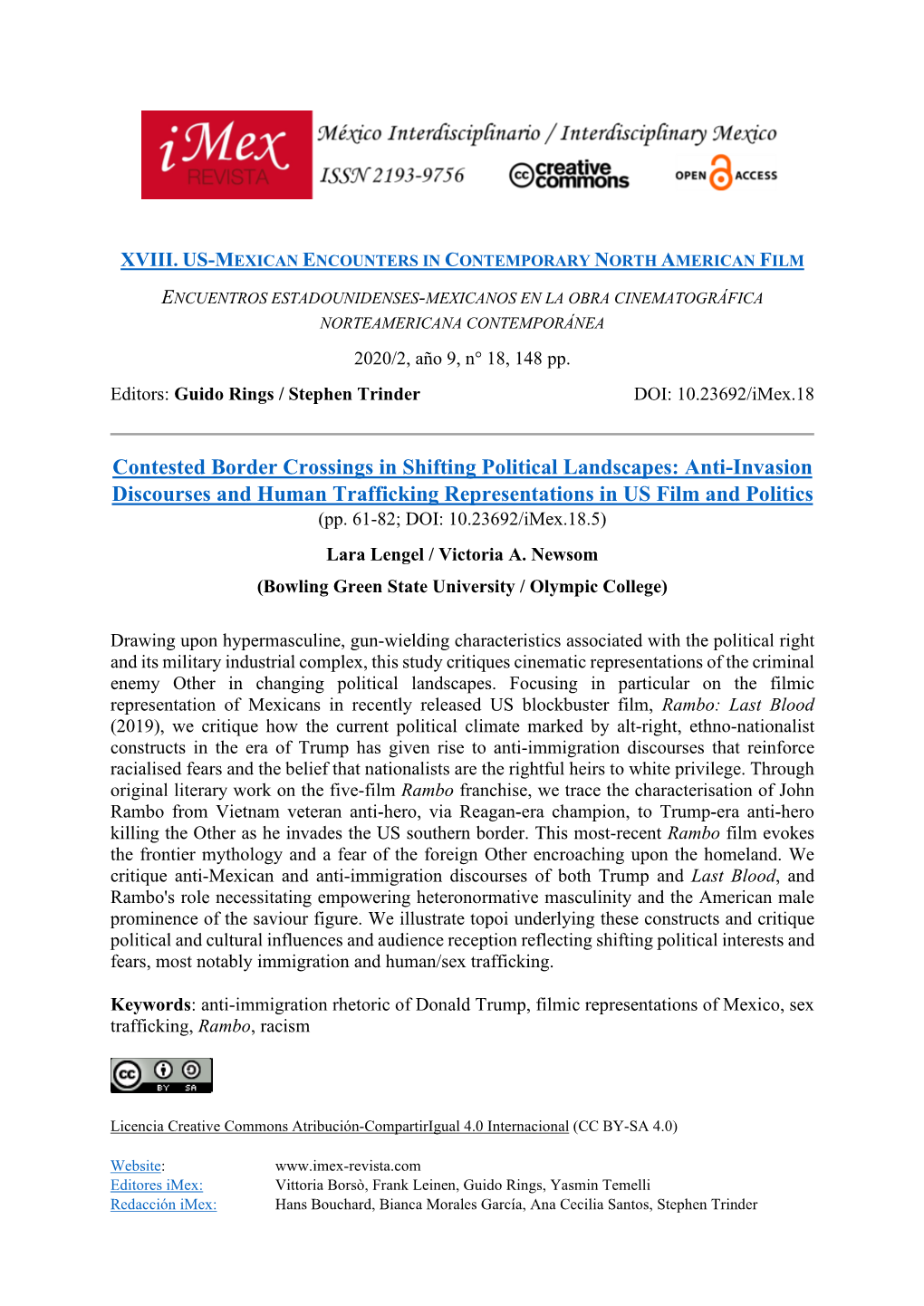 Anti-Invasion Discourses and Human Trafficking Representations in US Film and Politics (Pp