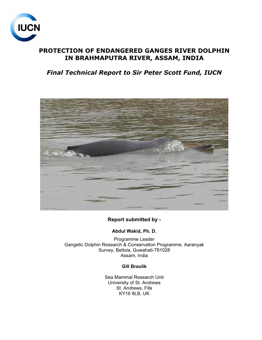 Protection of Endangered Ganges River Dolphin in Brahmaputra River, Assam, India